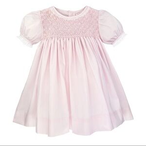 Petit Ami Smocked Lace Trim Light Pink Baby Girl Dress Size 6 Six Months